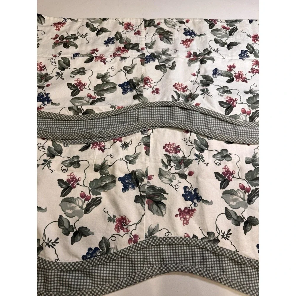 Waverly Orchard Trail 2 Scalloped Valances 74x15 Curtains Grapes‎ Green Gingham